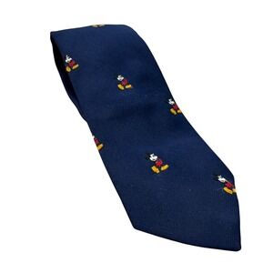 Vintage Mickey Mouse Necktie Navy Blue Disney‎ USA Made Mens Tie Preppy